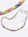 Colorful oval acrylic glasses chain with macaron link beads and anti-slip rubber loops - Colorful Macaron