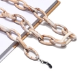 Acrylic eyewear chain with marble amber pattern and non-slip rubber loop connectors - Shell Texture