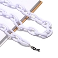 Detail of light purple acrylic eyewear chain with lobster clasps and rubber loops - White