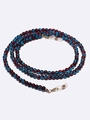Catenina per occhiali con perline da 6mm rosse e blu e chiusure a moschettone dorate - Stile Perline Bicolore Rosso e Blu Effetto Crepato