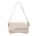 Chic milky white shoulder bag with irregular wavy flap and golden hardware accents - Off White