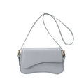 Minimalist light blue square shoulder bag with wave pattern flap and gold hardware - Blue