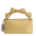 Sac boîte tendance jaune vif avec poignée nouée et breloque argentée en cuir litchi - Avec Pendentif / Jaune