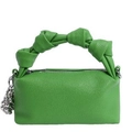 Petit sac bandoulière vert en cuir avec poignée nouée et pendentif à boules argent - Avec Pendentif / Vert