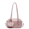 Bolso bowling rosa con mini estuche a juego y correas dobles para el hombro - Rosa