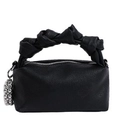 Sac bandoulière noir en cuir grainé avec poignée nouée et breloque argentée - Avec Pendentif / Noir