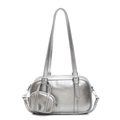 Bolso bowling plateado metalizado con diseño multibolsillo y mini monedero - Plateado