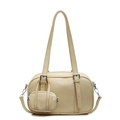 Bolso bowling amarillo crema de cuero sintético con múltiples bolsillos y correa ajustable - Amarillo