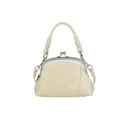Vintage-Handtasche in Cremeweiß mit Dreieck-Patchwork und Spitzenverzierung - Hellgelb