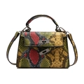 Chic multi-color snakeskin print trapezoid handbag with gold metal clasp and top handle - Vibrant Colorful Snake Pattern / Yellow (FYT-8051)