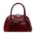 Elegante bordeauxrode laklederen handtas voor dames met zilverkleurige metalen gesp - Bordeauxrood