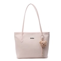Rosa Tote-Bag mit Rautensteppung und niedlichem Plüschbär-Anhänger Dekoration - Rosa (Mit Anhänger)