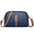 Borsa a tracolla blu navy a forma di conchiglia in pelle con cinturino marrone - Blu