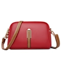 Chic red shell-shaped crossbody bag with lychee texture and gold metal buckle - Red