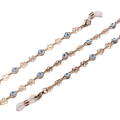 Goldene Brillenlkette im Boho-Stil mit blauen Augen-Perlen und Metall-Schmetterlingen - Goldener Schmetterling Evil Eye Stil