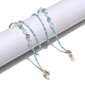 Handmade beaded eyewear chain with blue and white flower accents and gold lobster clasps - Light Blue/White Style (1)