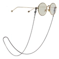 Elegant gold round glasses with a dark grey metal non-slip chain holder for women - Gunmetal