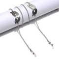 Silver punk glasses chain featuring hollow wing charms and adjustable silicone loops - Silver