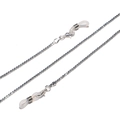 Detail of silver wavy copper chain featuring lobster clasps and silicone loops for eyewear - Silver