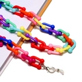 Catenella per occhiali colorata in resina acrilica con maglie in plastica e anelli antiscivolo - Multicolore