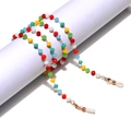 Multicolor beaded crystal glasses chain with non-slip silicone loops and gold metal clasps - Multicolor