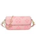 Pink heart embossed shoulder bag with strawberry charm and gold chain strap - Pink (2328)