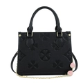 Black clover embossed crossbody bag with strawberry charms and golden chain strap - Black (2322)
