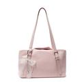 Sac fourre-tout en similicuir rose mat avec gaufrage et breloque noeud en dentelle - Rose - Sac Unique