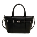 Elegante borsa a mano nera a grana litchi con chiusura a scatto e borchie - Nero