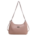 Borsa hobo rosa plissettata con texture a onde e tracolla a catena d'argento - Rosa
