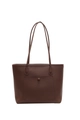 Minimalistische grote bruine leren tote bag met lange hengsels voor dagelijks woon-werkverkeer - Bruin