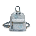 Mini sac à dos bleu clair avec papillons brodés et fermetures éclair dorées chic - Bleu