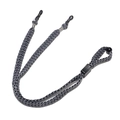 Detail of chevron pattern eyeglass strap with adjustable buckle and non-slip loops - Black and White Wave Style (2)