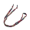 Close-up of multicolored geometric woven eyewear strap with rubber grips and slider - Geometric Fret Style (4)