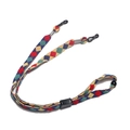 Detail of colorful woven eyeglass chain with adjustable black rubber loops and metal buckle - Colorful Argyle Style (5)