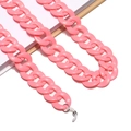 Dettaglio catena per occhiali a maglie in acrilico rosa con anelli in silicone - Rosa