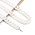 Detailed close-up of white resin eyeglass chain with silver rings and silicone loops - Matte White