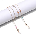 Golden multi-functional glasses chain with colorful enamel clover charms and lobster clasps - Gold Multi-color Clover Style