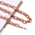Détail d'une chaîne de lunettes en acrylique rose marbré avec des fermoirs dorés - Rose Orange (11)