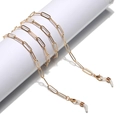 Elegant gold hollow copper paperclip chain for glasses and masks with lobster clasps - Gold