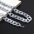 Retro acrylic glasses chain with black and white marble pattern links and anti-slip rings - Ink Pattern