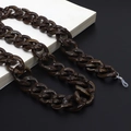 Detail of chunky acrylic eyewear chain with brown tortoiseshell texture and silicone ends - Dark Coffee