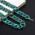 Retro marble texture acrylic glasses chain with blue and brown oval link straps - Turquoise