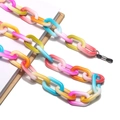 Colorful gradient acrylic chain eyewear strap with non-slip silicone loops on white background - Colorful