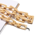 Catenella per occhiali alla moda in acrilico crema con maglie rettangolari e anelli antiscivolo - Cachi