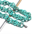 Green marble texture acrylic eyewear chain with hexagonal links and silicone ends - Turquoise Green (Marble Texture)