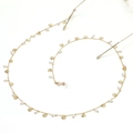 Golden eyewear chain featuring elegant white pearls and textured seashell pendants on a link cord - Gold