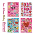 Luminous heart and flower stickers with gold foil finish for Valentine gift decor - Heart Flower Combo