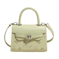 Fashionable light green mini square bag with cute cartoon embossing and silver twist lock - Green