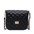 Classic black quilted crossbody bag with golden chain strap and twist lock on white background - Large / Black
